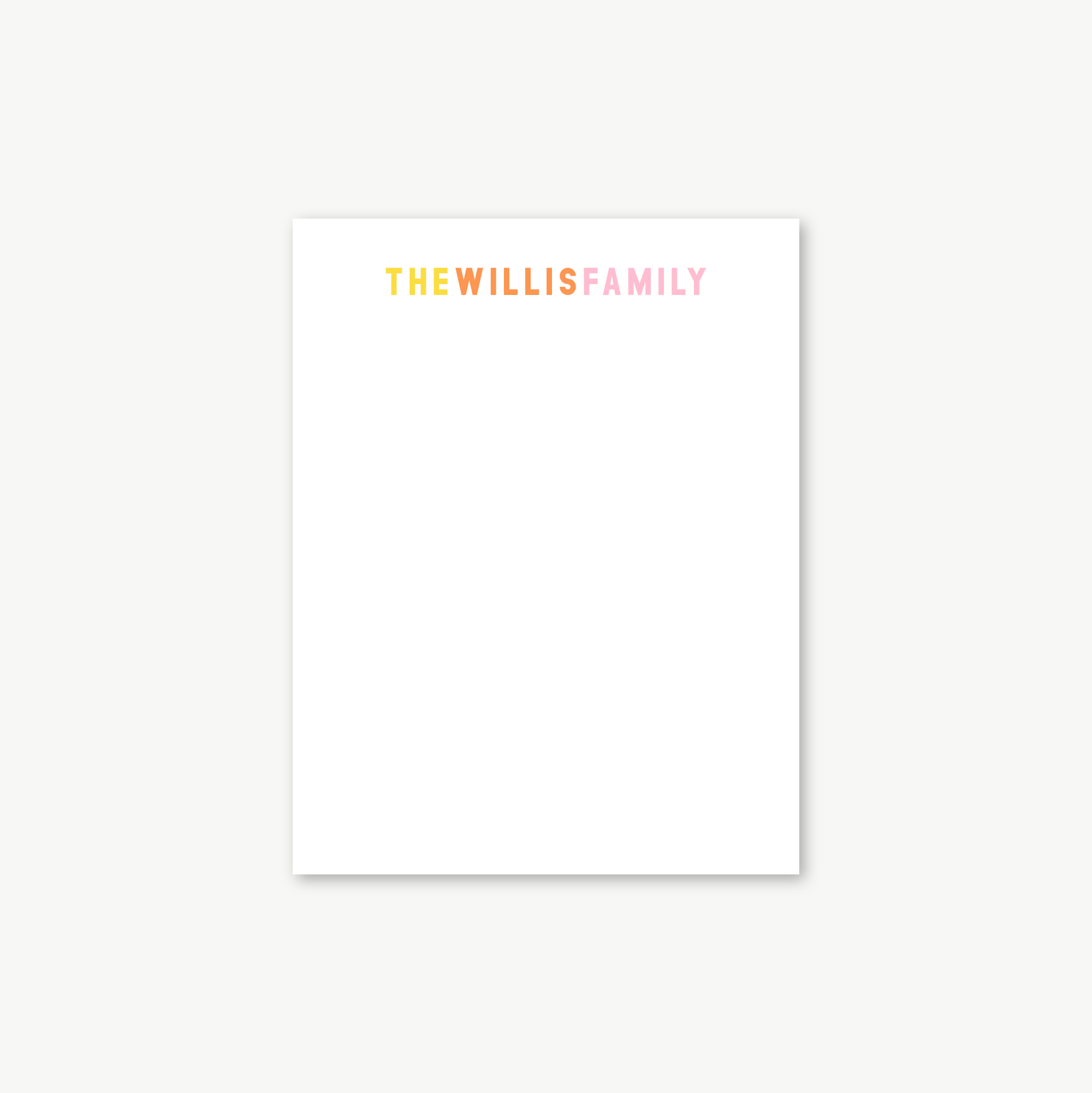 personalized name notepad, family stationery, family notepad, custom family gift, personalized family notepad, housewarming gift