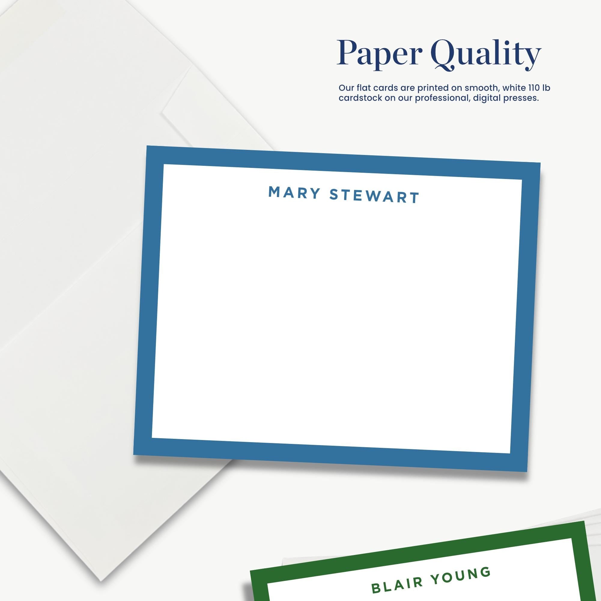 a collection of blank name cards with personalized names on them, printed on smooth, white, 110 lb cardstock.