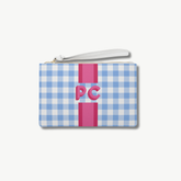 Gingham Monogram Stripe Wristlet Clutch