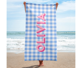 Gingham Personalized Beach Towel