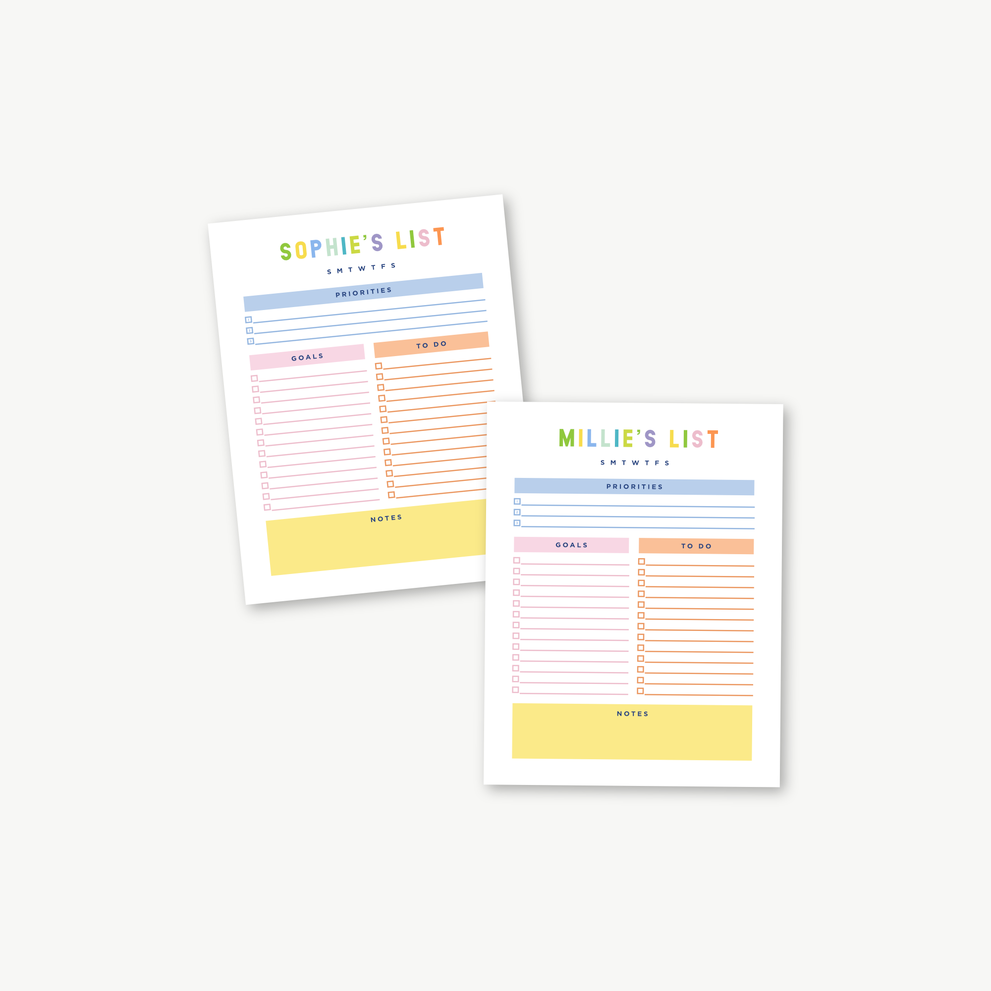 custom weekly planner notepad, days of the week notepad, monogram planner notepad, personalized planner, colorful organizing, teen gift