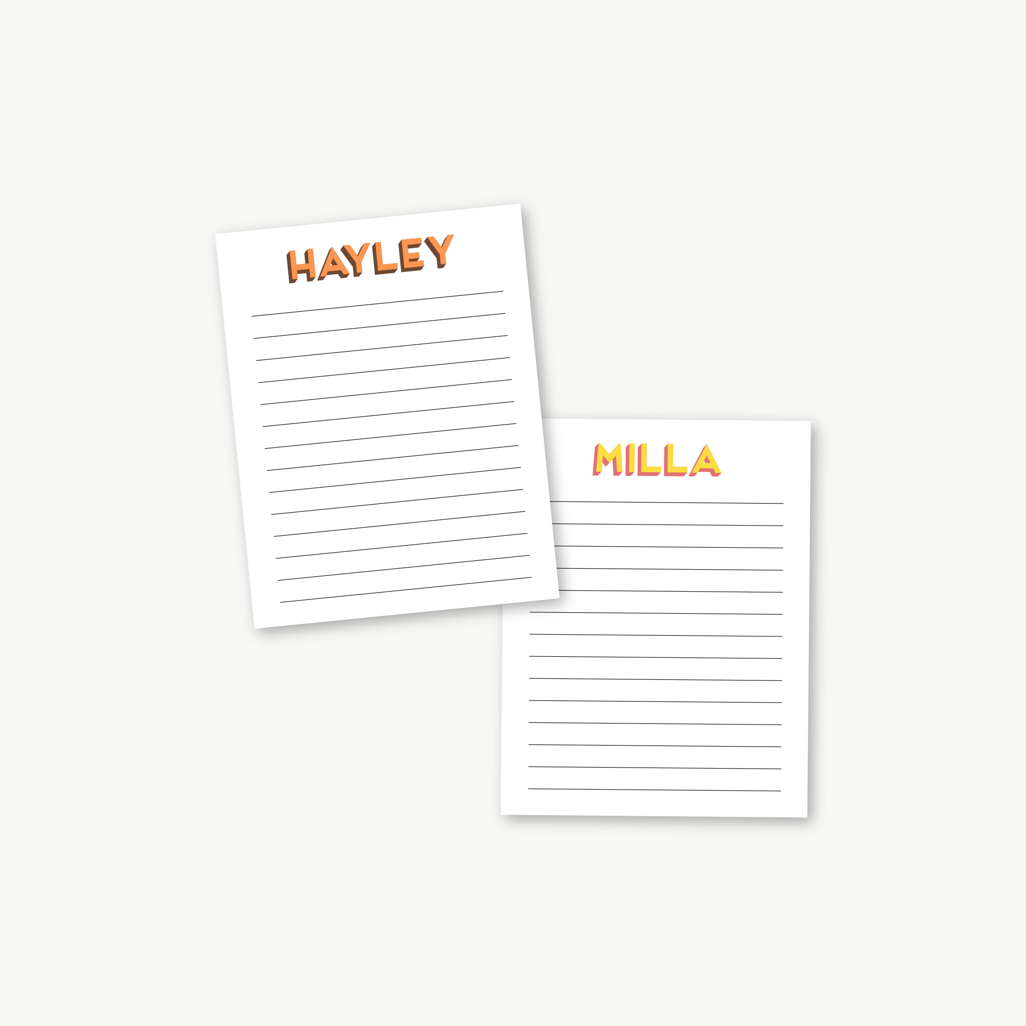 personalized name notepad, lined notepad, monogram stationary / stationary, teacher gift, to do list, grad gift, colorful stationery