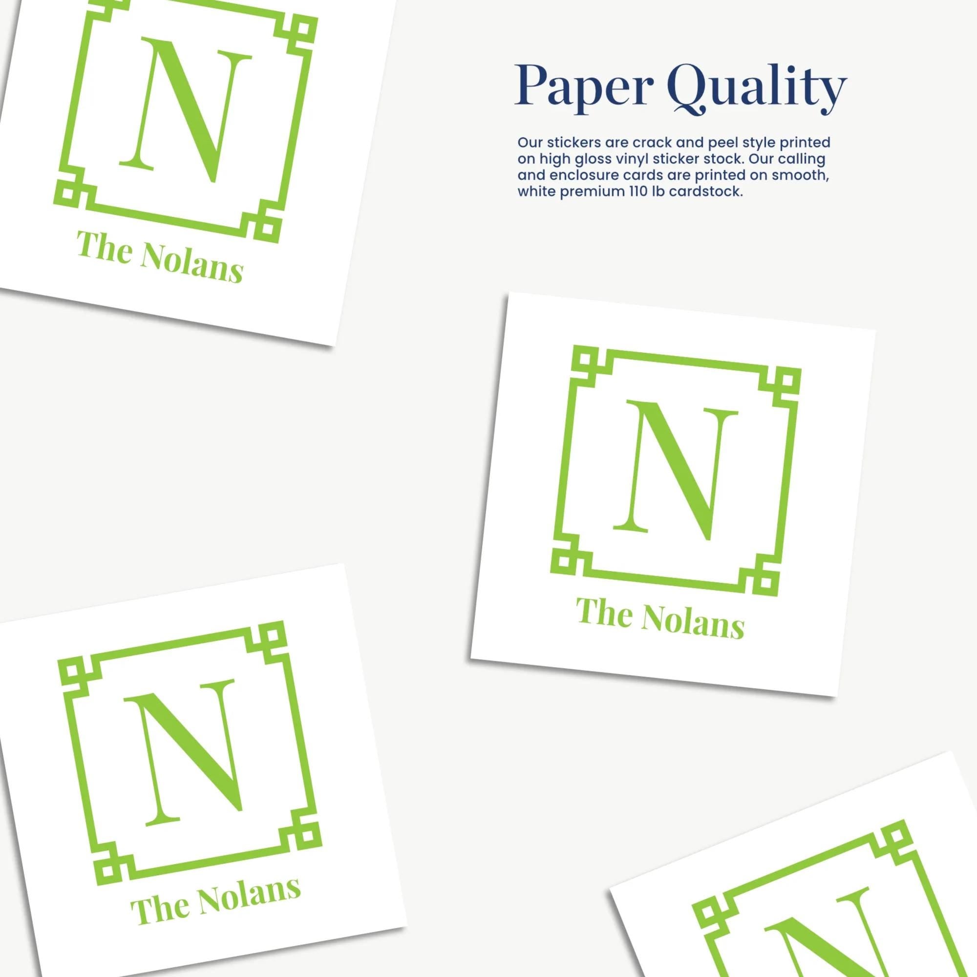 a collection of four stickers with the same design, each featuring the letter 'N' in a green square with a white border.