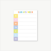 custom weekly planner notepad, days of the week notepad, monogram planner notepad, personalized planner, colorful organizing, teen gift