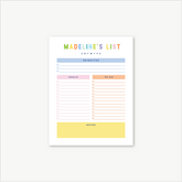 custom weekly planner notepad, days of the week notepad, monogram planner notepad, personalized planner, colorful organizing, teen gift