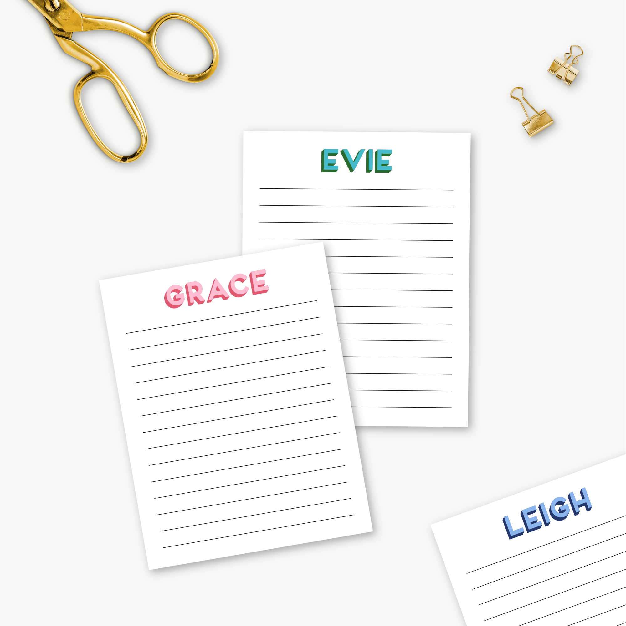 personalized name notepad, lined notepad, monogram stationary / stationary, teacher gift, to do list, grad gift, colorful stationery