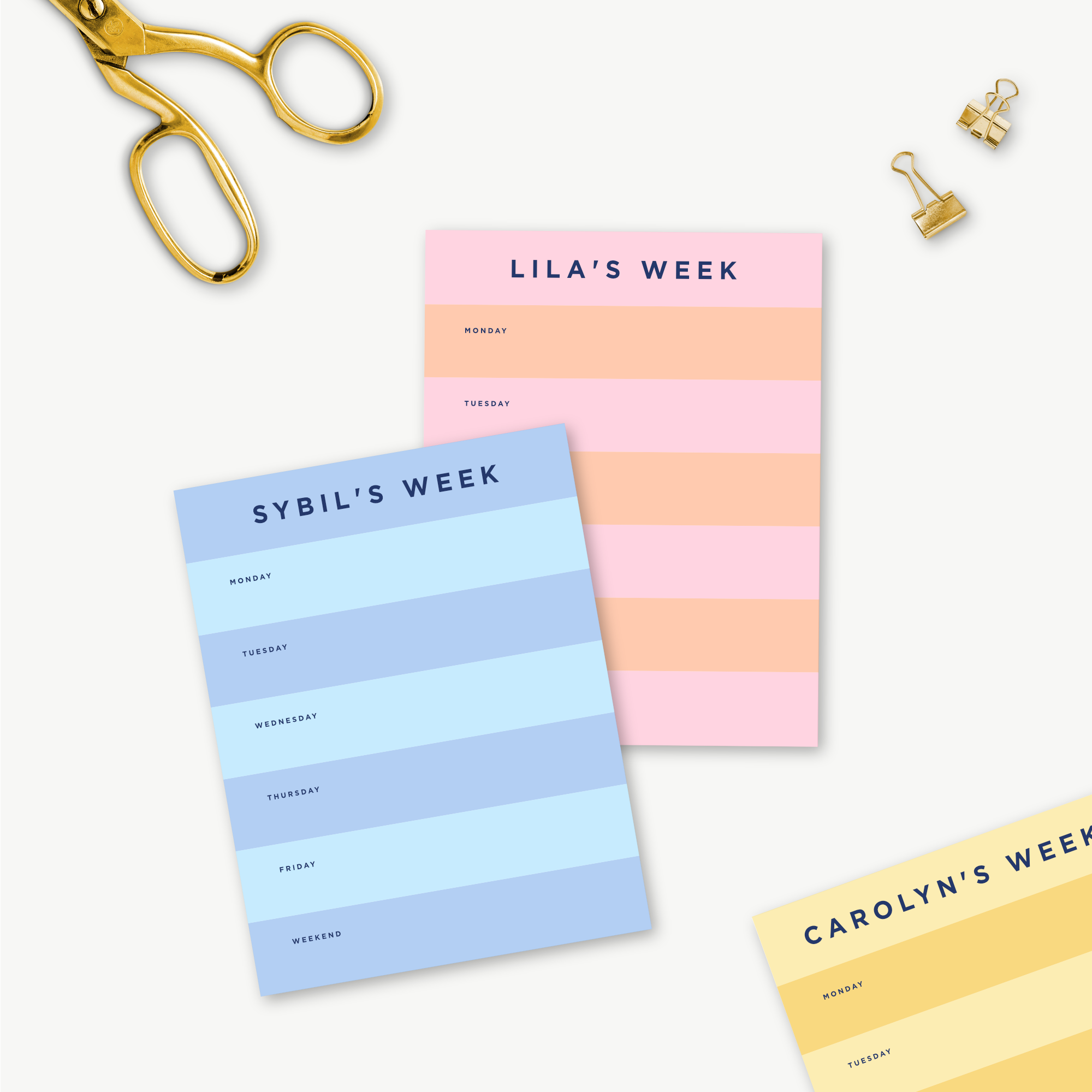 custom weekly planner notepad, days of the week notepad, monogram planner notepad, personalized planner, colorful organizing, teen gift