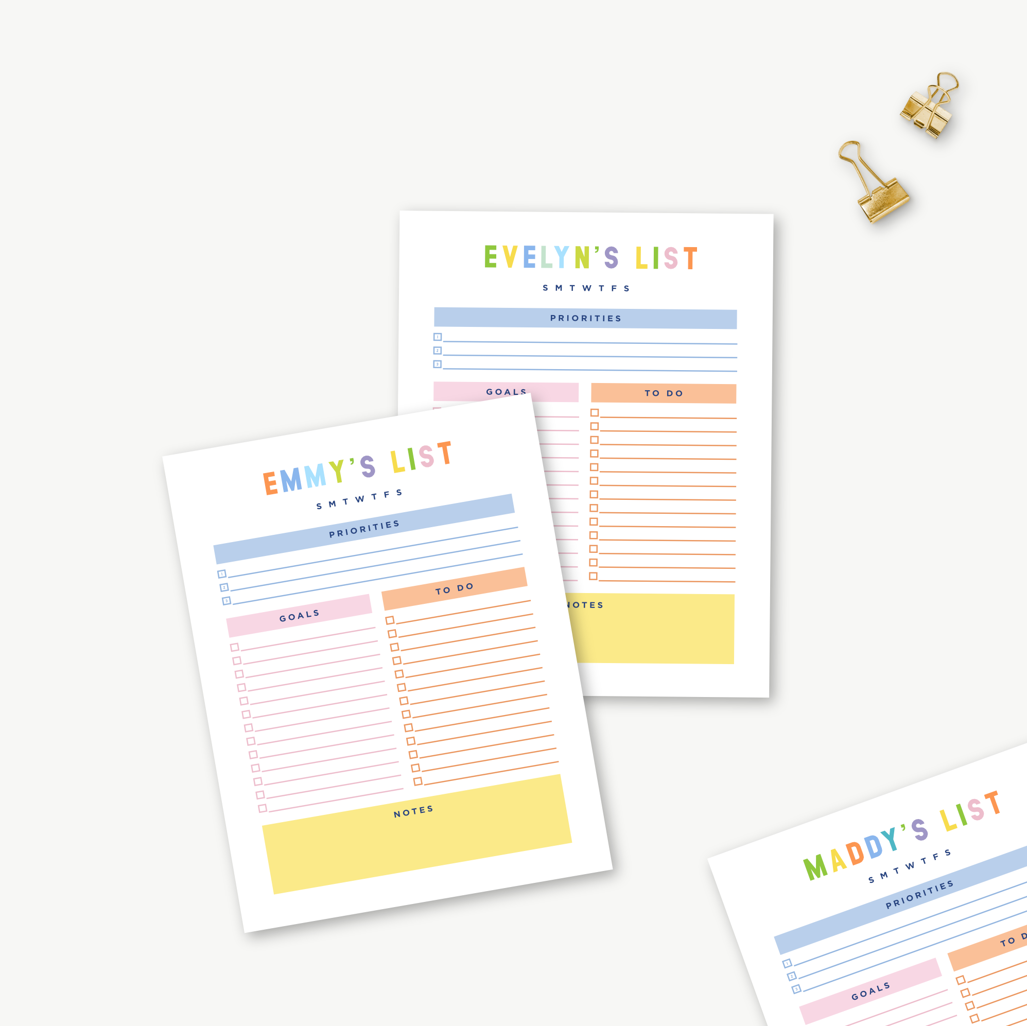 custom weekly planner notepad, days of the week notepad, monogram planner notepad, personalized planner, colorful organizing, teen gift