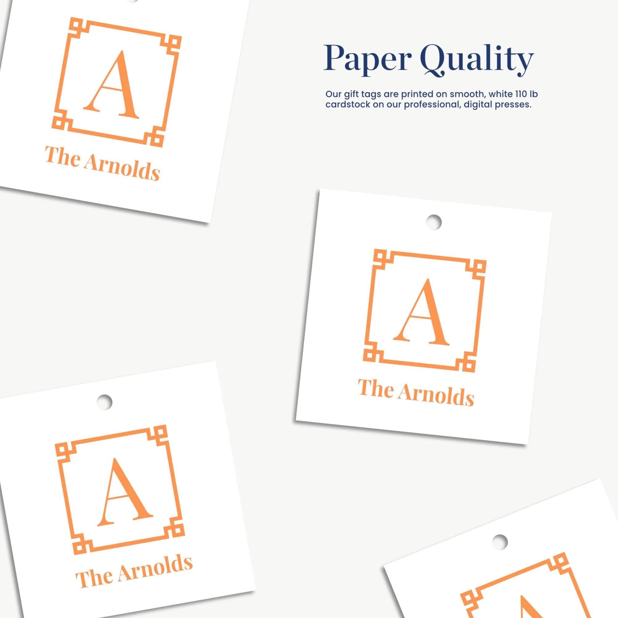 a collection of white gift tags with the same design and text, printed on a white background.