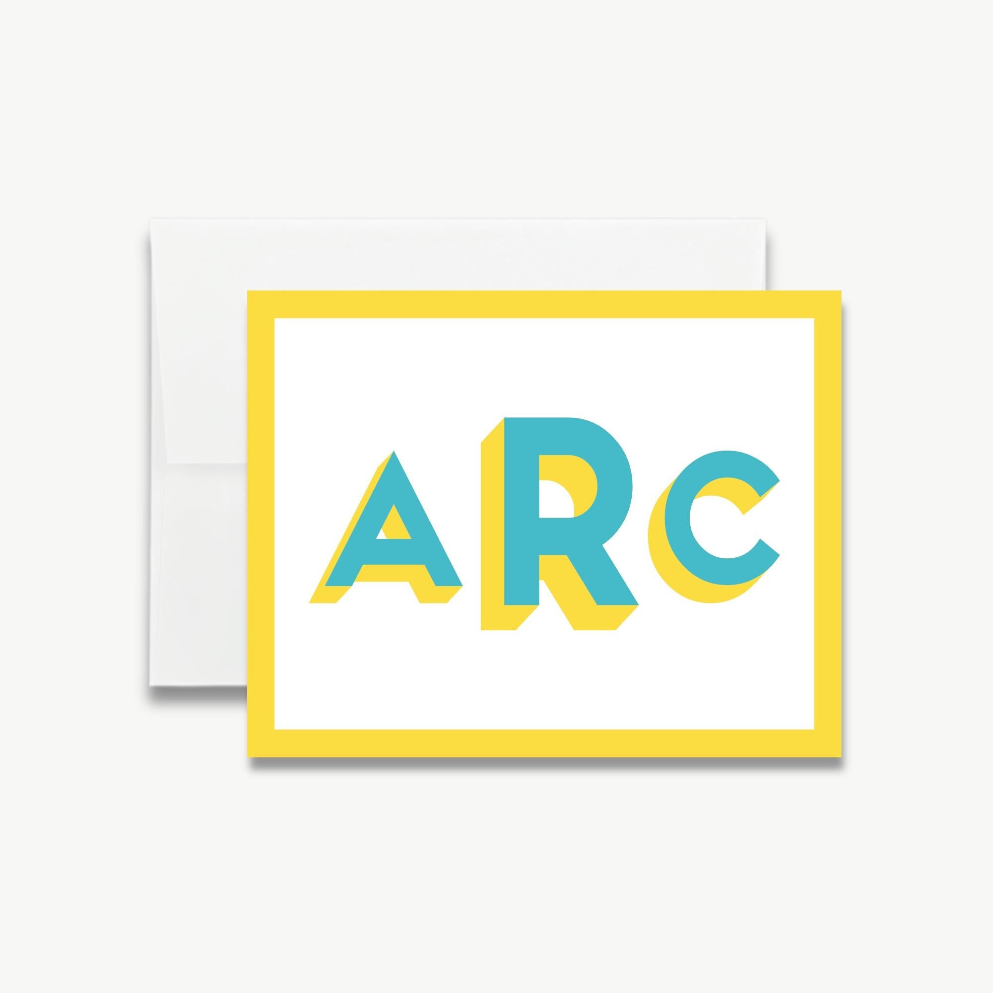 a graphic design with the letters 'ARC' in a bold, three-dimensional font.