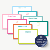 a collection of personalized name cards with different names and monogrammed initials, arranged in a grid-like pattern.