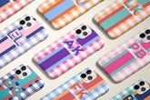 Gingham Monogram Stripe Phone Case