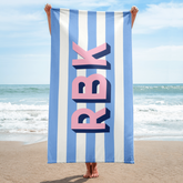 Large Monogram Cabana Stripe Beach Towel