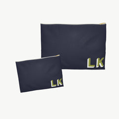 navy canvas small monogram monogram Custom Makeup Bag set, monogram Bridesmaid Gift, Bridal Party Gifts, personalized monogram bag