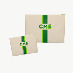 canvas shadow monogram stripe Makeup Bag set, monogram Bridesmaid Gift, Bridal Party Gifts, monogram clutch