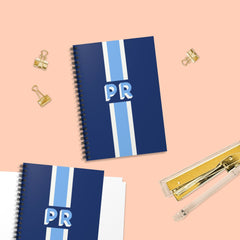 monogram stripe notebook, custom notebook, shadow monogram stationery, custom stationery, lined notebook, custom journal, monogram notebook