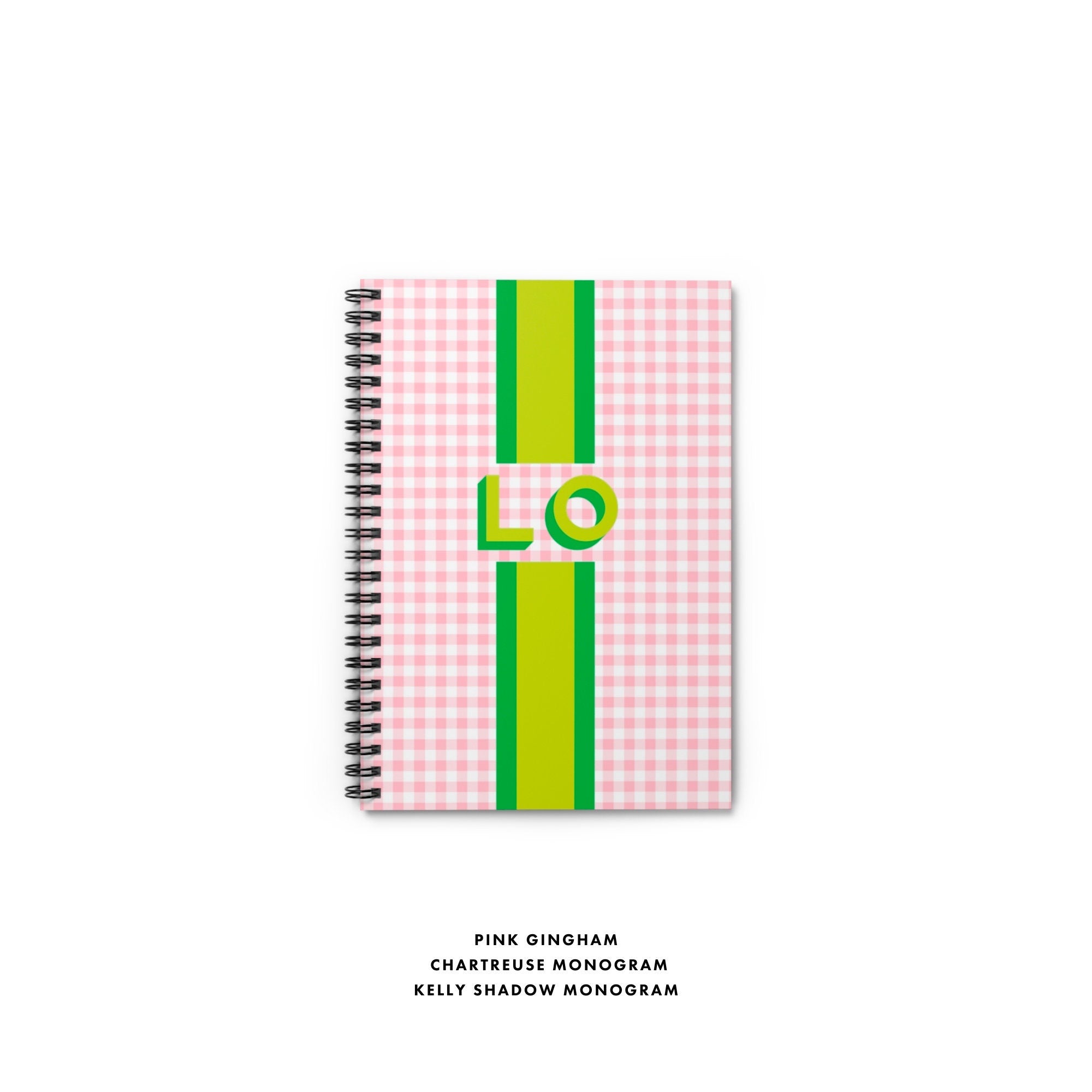 monogram gingham notebook, custom notebook, personalized stationery, custom stationery, lined notebook, custom journal, gingham monogram