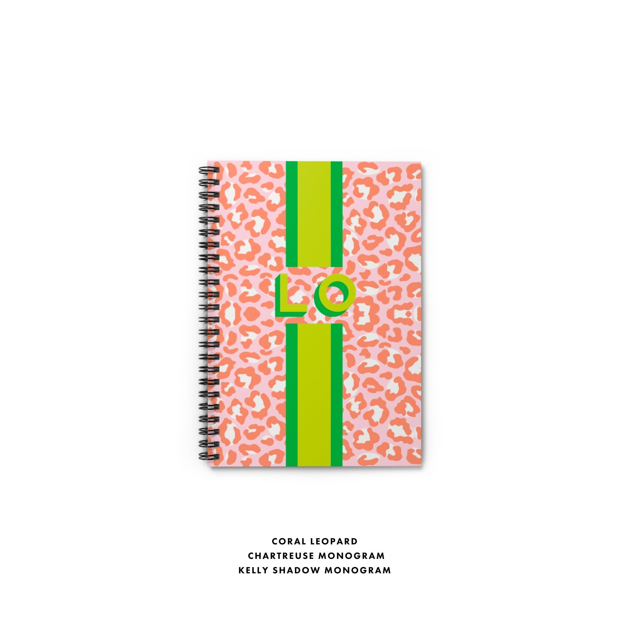 monogram leopard notebook, custom notebook, personalized stationery, custom stationery, lined notebook, custom journal, leopard monogram