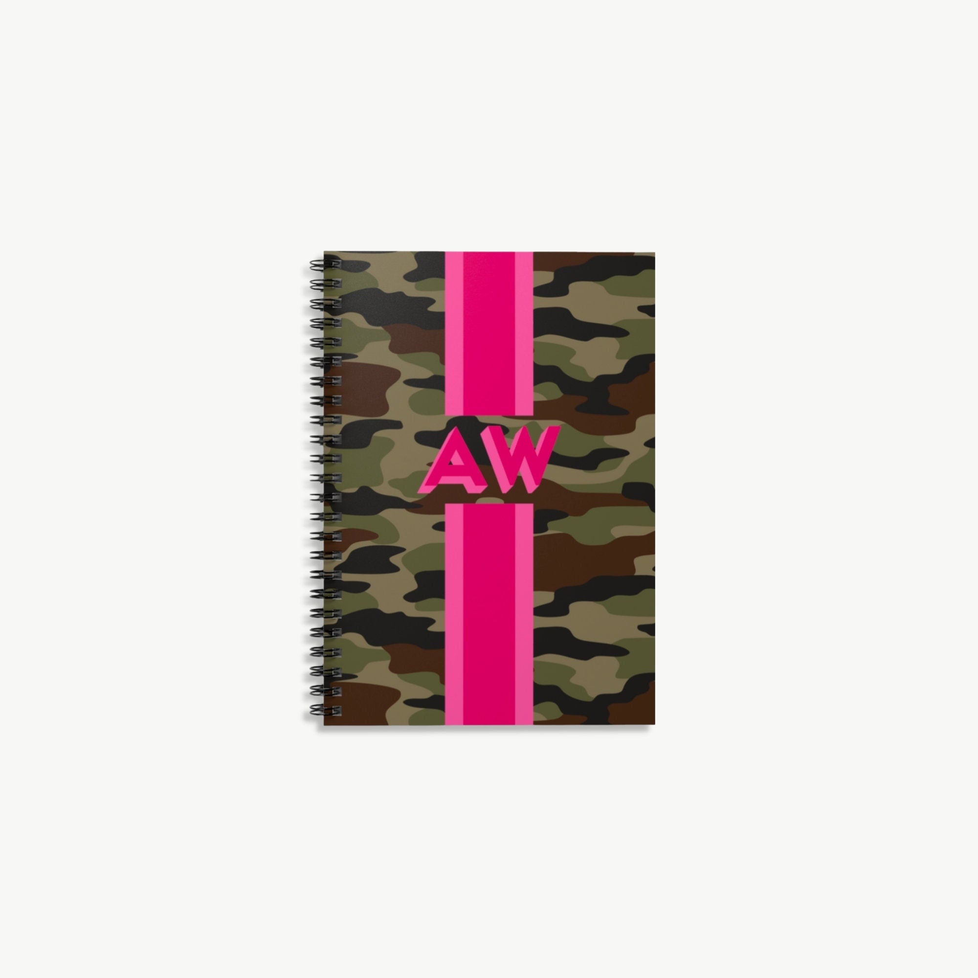 monogram camo notebook, custom notebook, personalized stationery, custom stationery, lined notebook, custom journal, camouflage pattern