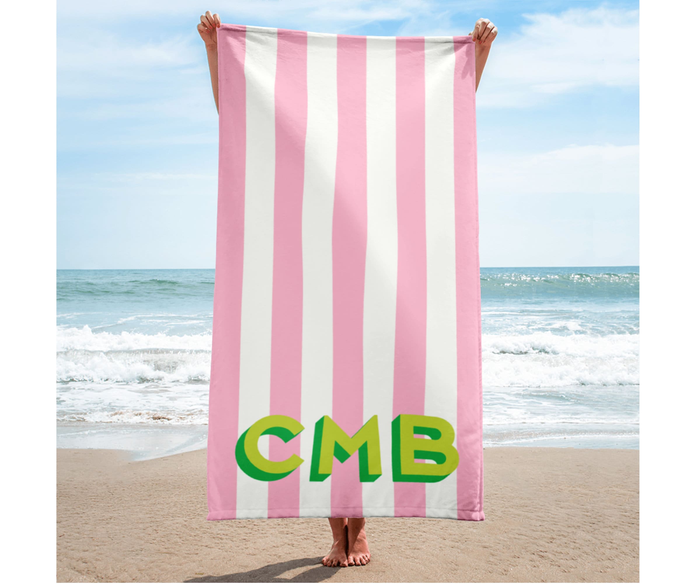 shadow monogram striped Custom Beach towels, Personalized beach towel, Personalized Bridesmaid Gift, Bridal Party Gifts, Personalized towels