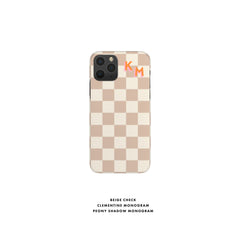 Check Shadow Monogram Personalized Corner Initial iPhone 12 Case Checkered Custom iPhone 13 Pro Case iPhone 11 XS 8 7 Plus XR Samsung Galaxy
