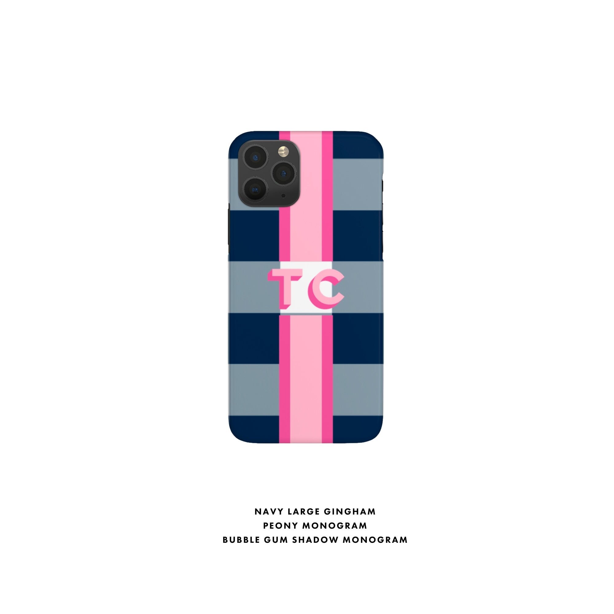 Gingham Shadow Monogram Personalized Stripe Initial iPhone 12 Case Custom iPhone 13 Pro Case iPhone 11 XS 8 7 Plus XR Samsung Galaxy