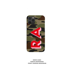 Camo Shadow Large Monogram Personalized Initial iPhone 12 Case Custom iPhone 13 Pro Case iPhone 11 XS 8 7 Plus XR Samsung Galaxy