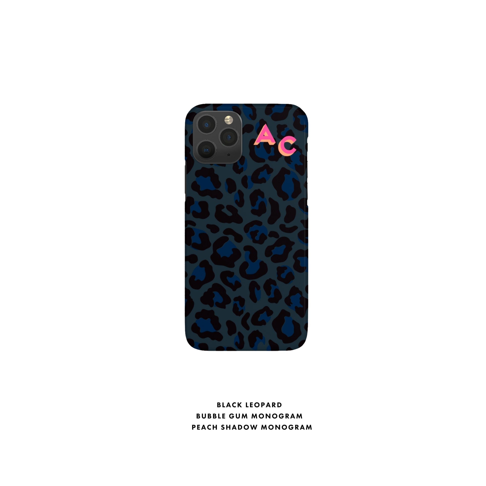 Leopard Shadow Monogram Personalized Corner Initial iPhone 12 Case Custom iPhone 13 Pro Case iPhone 11 XS 8 7 Plus XR Samsung Galaxy