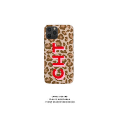 Leopard Shadow Monogram Personalize Case Initial iPhone 12 Case Custom iPhone 13 Pro Case iPhone 11 XS 8 7 Plus XR Samsung Galaxy