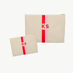 canvas double shadow monogram stripe Custom Makeup Bag set, monogram Bridesmaid Gift, Bridal Party Gifts, monogram clutch