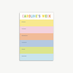 personalized weekly planner notepad, days of the week notepad, custom name planner notepad, to do list, teacher gift, colorful notepad