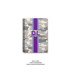 monogram camo notebook, custom notebook, personalized stationery, custom stationery, lined notebook, custom journal, camouflage pattern