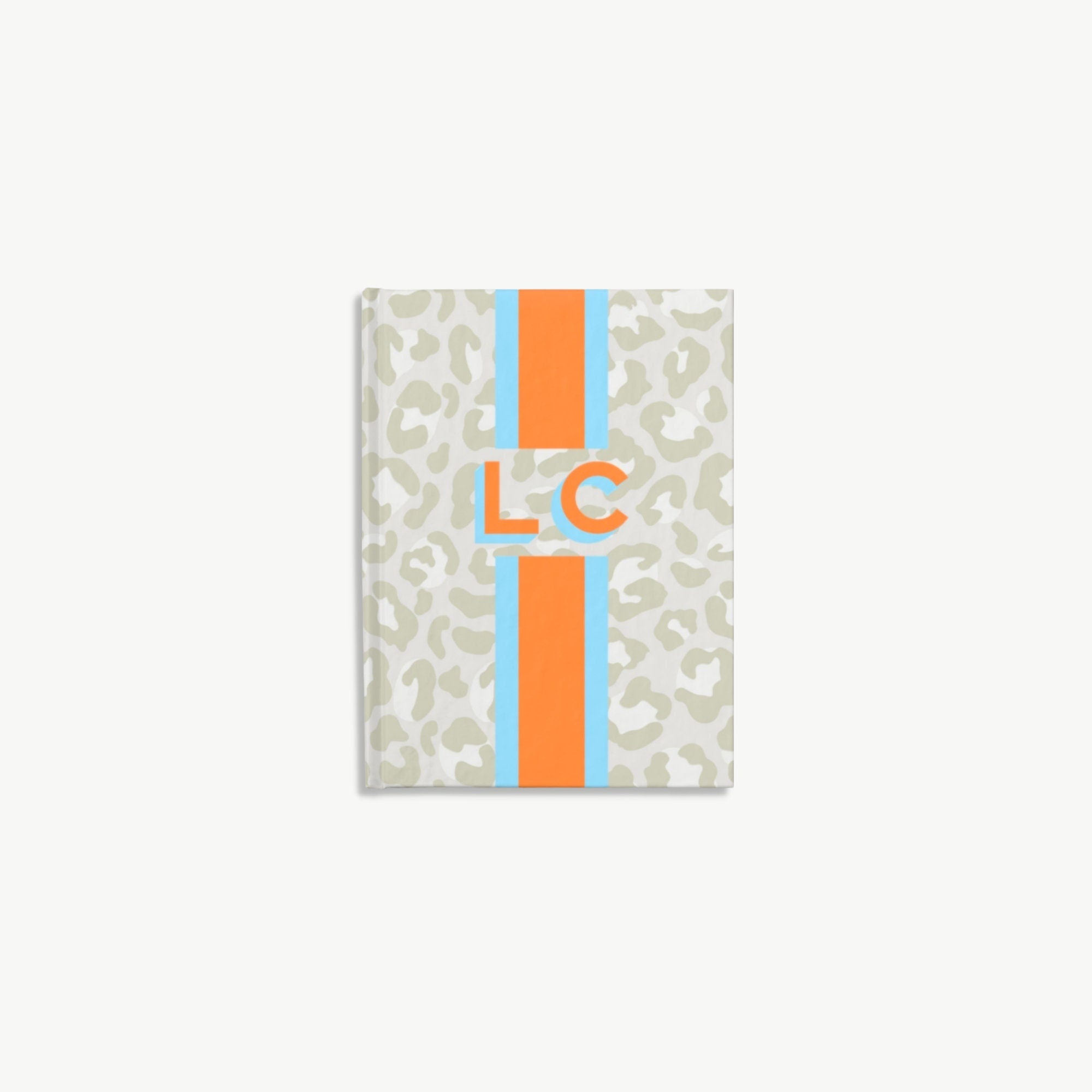 monogram leopard journal, monogram notebook, shadow monogram stationery, custom stationery, lined or unlined journal, leopard pattern