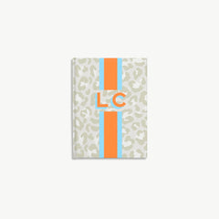 monogram leopard journal, monogram notebook, shadow monogram stationery, custom stationery, lined or unlined journal, leopard pattern