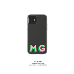 Shadow Monogram Clear Phone Case Personalized Bottom Initial iPhone 12 Custom iPhone 13 Pro Case iPhone 11 Plus XR Samsung Galaxy