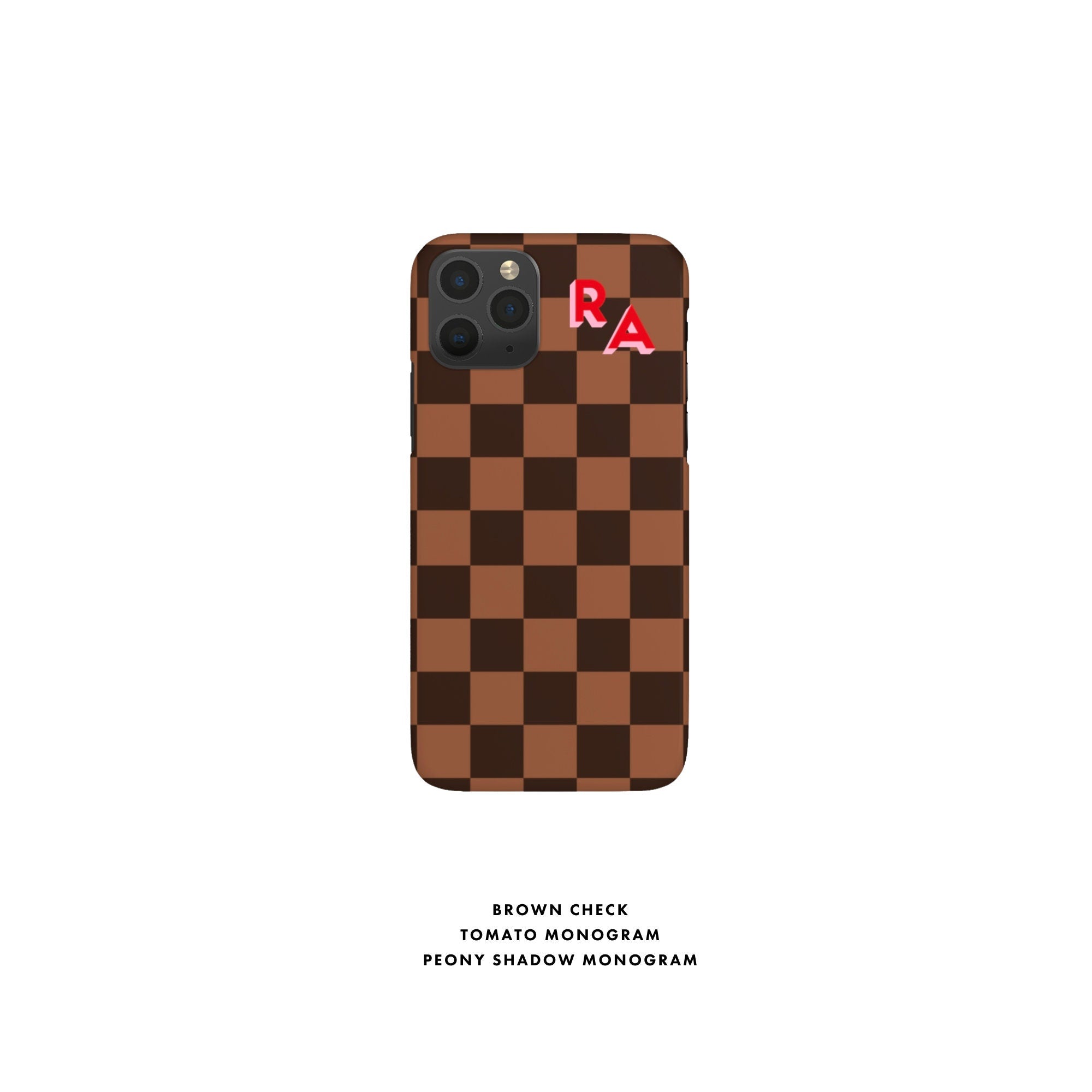 Check Shadow Monogram Personalized Corner Initial iPhone 12 Case Checkered Custom iPhone 13 Pro Case iPhone 11 XS 8 7 Plus XR Samsung Galaxy