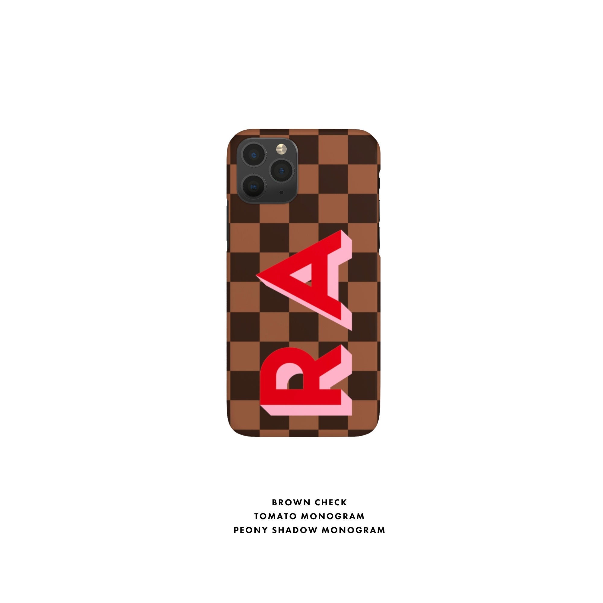 Check Shadow Large Monogram Personalized Initial iPhone 12 Case Checkered Custom iPhone 13 Pro Case iPhone 11 XS 8 7 Plus XR Samsung Galaxy