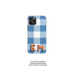 Gingham Shadow Monogram Personalized Bottom Initial iPhone 12 Case Custom iPhone 13 Pro Case iPhone 11 XS 8 7 Plus XR Samsung Galaxy