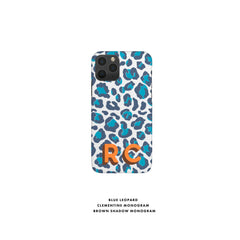 Leopard Shadow Monogram Personalized Bottom Initial iPhone 12 Case Custom iPhone 13 Pro Case iPhone 11 XS 8 7 Plus XR Samsung Galaxy