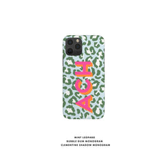 Leopard Shadow Monogram Personalized Case Initial iPhone 12 Case Custom iPhone 13 Pro Case iPhone 11 XS 8 7 Plus XR Samsung Galaxy