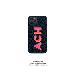 Leopard Shadow Monogram Personalize Case Initial iPhone 12 Case Custom iPhone 13 Pro Case iPhone 11 XS 8 7 Plus XR Samsung Galaxy