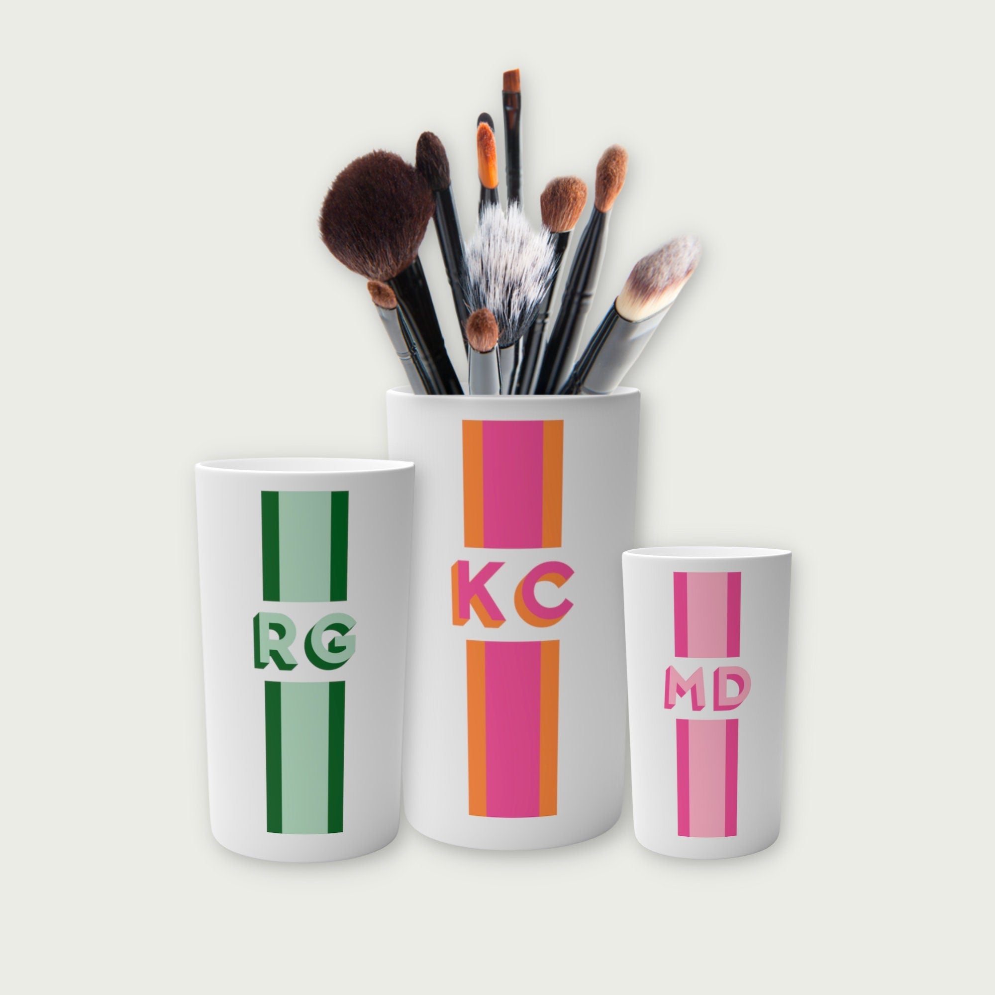 personalized makeup brush holder, monogram vase, monogram pencil holder, monogram makeup brush holder, personalized makeup gift, desk