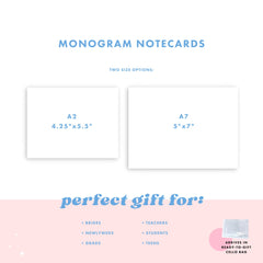 personalized notecard set, monogram flat cards, set of flat cards stationery, border stationery note card set, shadow monogram stationery