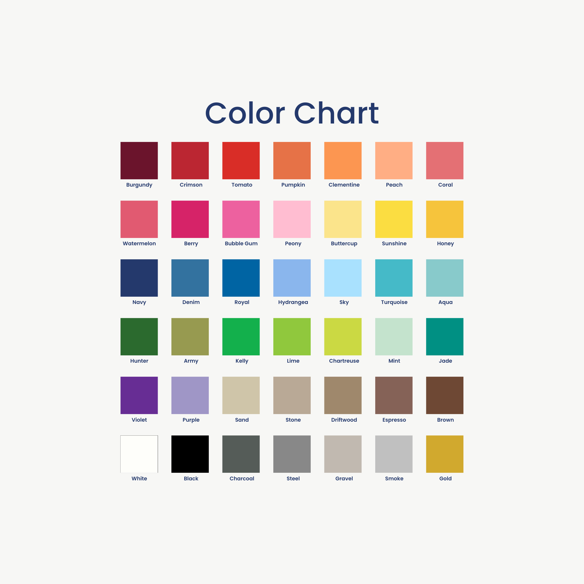 color chart, monogram color chart, stationery color chart