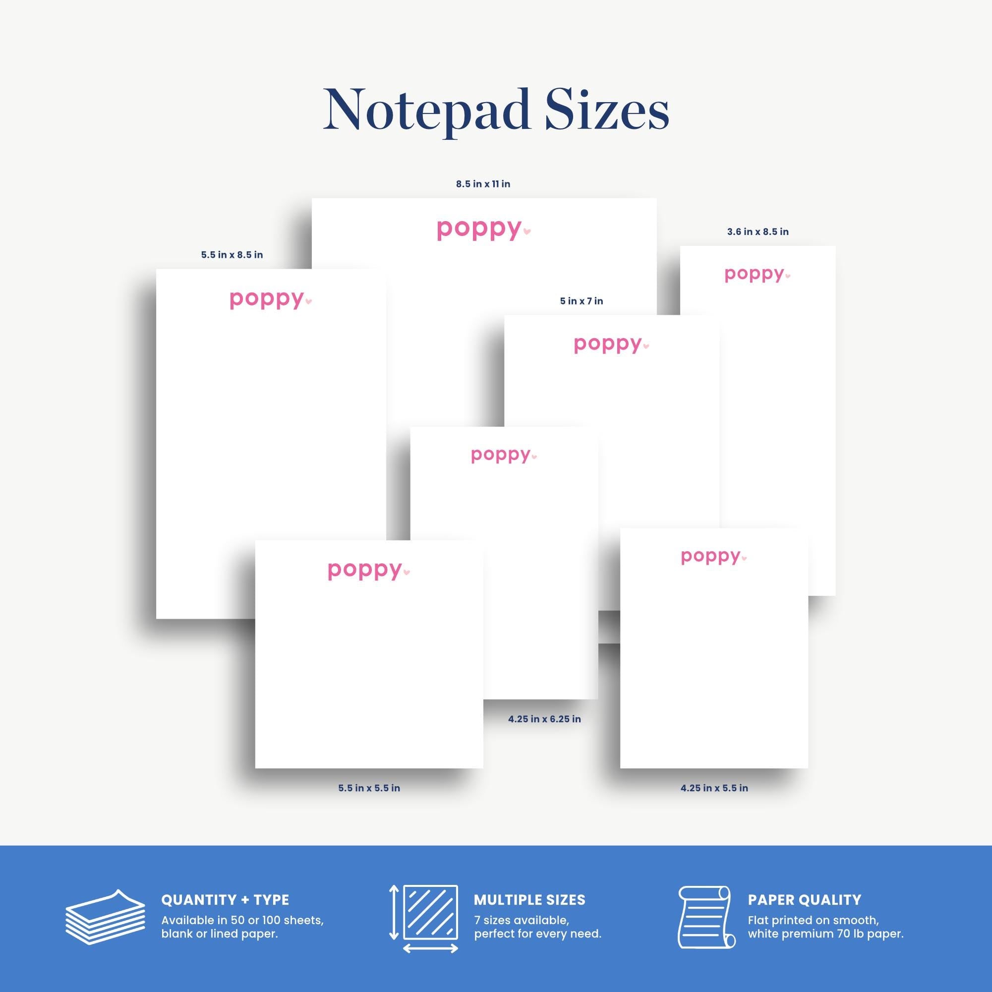 a variety of notebook sizes, including different types and dimensions, such as 5.5 x 6.5 inches, 5.5 x 6.5 inches, and 4.25 x 5.5 inches.