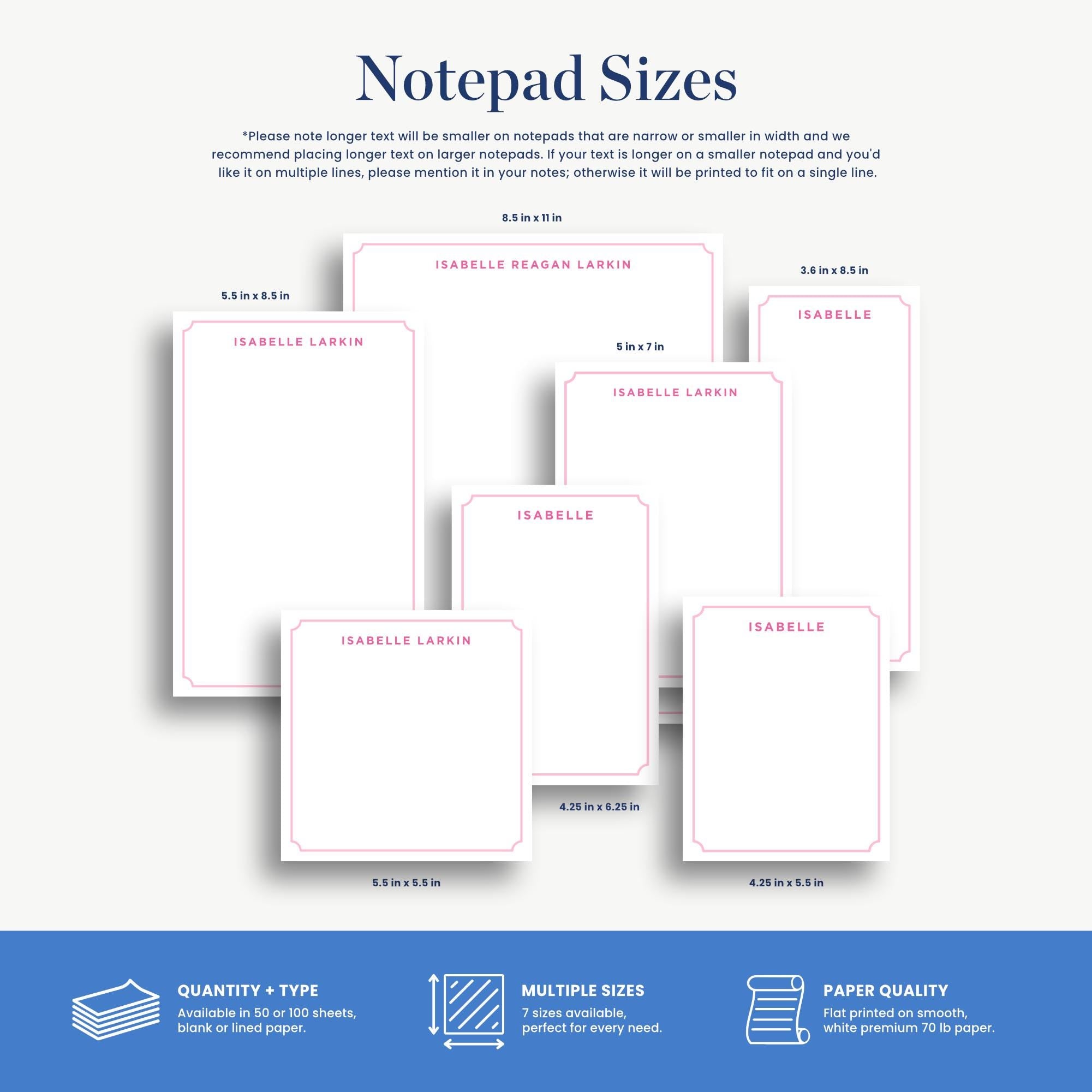 a variety of notepad sizes, including 5.5 x 5.8", 5.5 x 5.6", 5.5 x 5.7", 5.5 x 5.8", 5.5 x 5.9", 5.5 x 6.0", 5.5 x 6.1", 5.5 x 6.2", 5.5 x 6.3", 5.5 x 6.4", 5.5 x 6.5", 5.5 x 6.6", 5.5 x 6.7", 5.5 x 6.8", 5.5 x 6.9", 5.5 x 7.0", 5.5 x 7.1", 5.5 x 7.2", 5.5 x 7.3", 5.5 x 7.4", 5.5 x 7.5", 5.5 x 7.6", 5.5 x 7.7", 5.5 x 7.8", 5.5 x 7.9", 5.5 x 7.10]