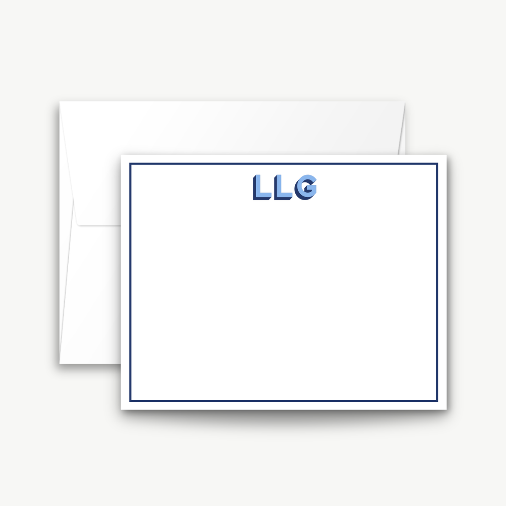 Shadow Monogram Thin Border Flat Card Set – Preppy Jones
