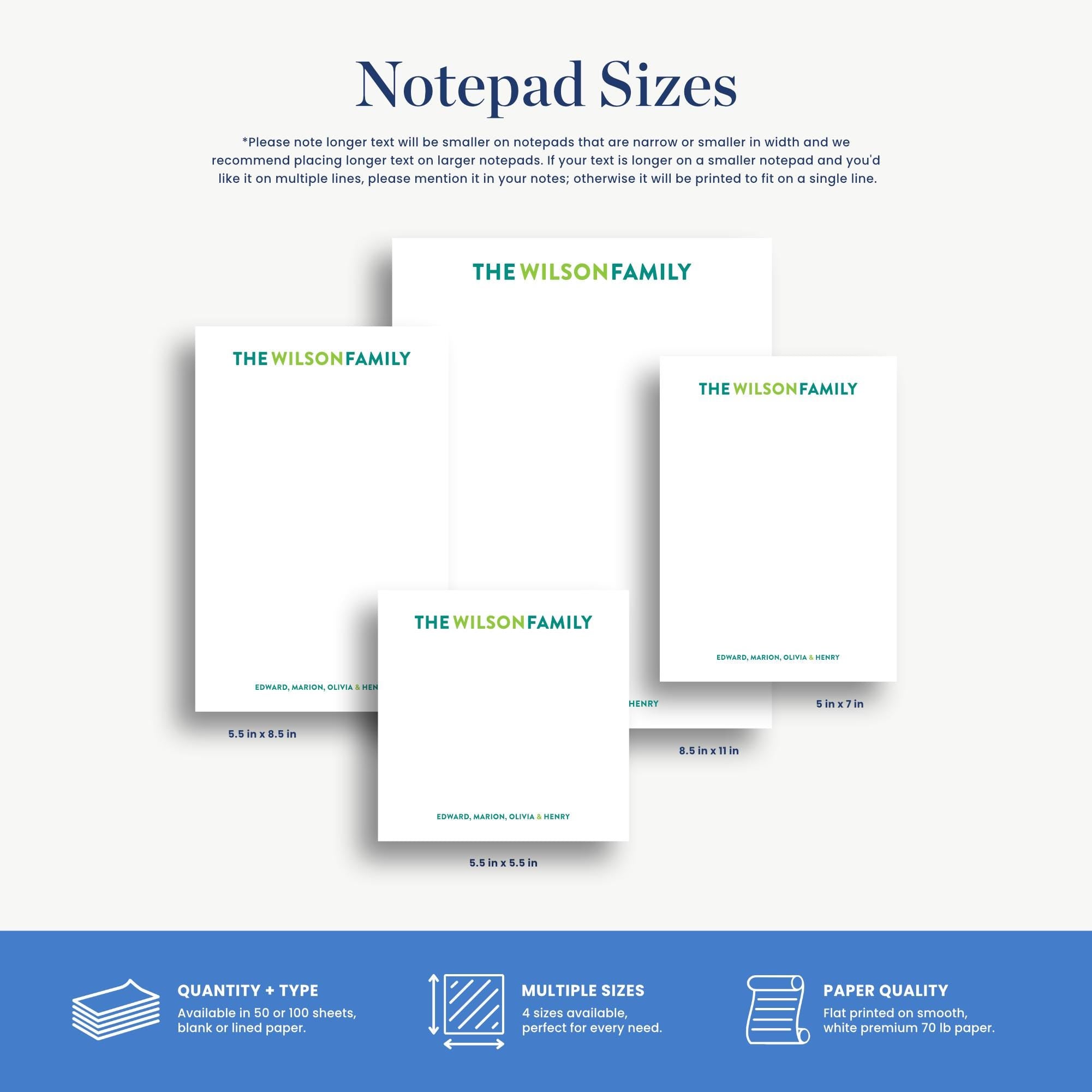 a collection of different sizes of notepads, each with a unique design and purpose.