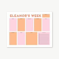 custom weekly planner notepad, days of the week notepad, monogram planner notepad, personalized planner, colorful organizing, teen gift