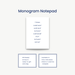 monogram notepad sizes